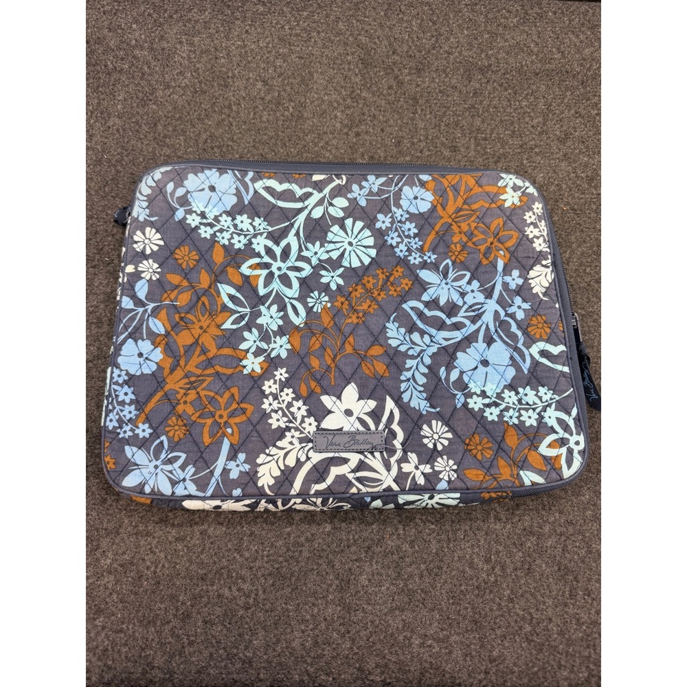 Vera Bradley Laptop Sleeve Quilted Floral 14 Inch Blue Women